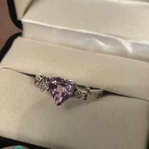 Amethyst 10K White Gold Ring, Size 9